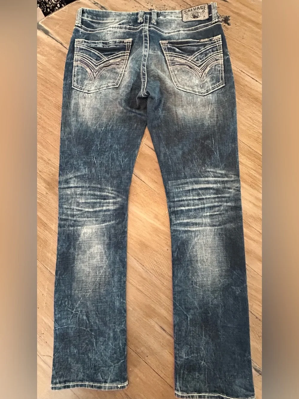 Salvage Men's Distressed Blue Slim-Straight Jeans